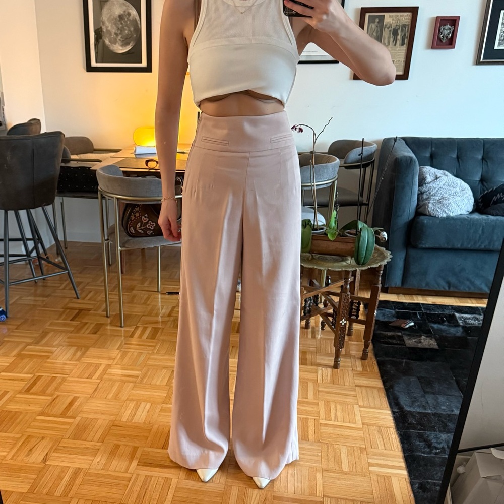 J Crew 365 Crepe High-Waist Wide-Leg Trouser Pant Blush Nude Size 00 XS